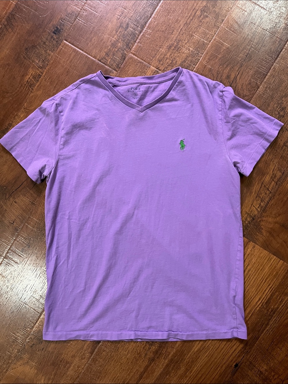 Ralph Lauren Lavender V-Neck Short Sleeve Tee with Green Pony